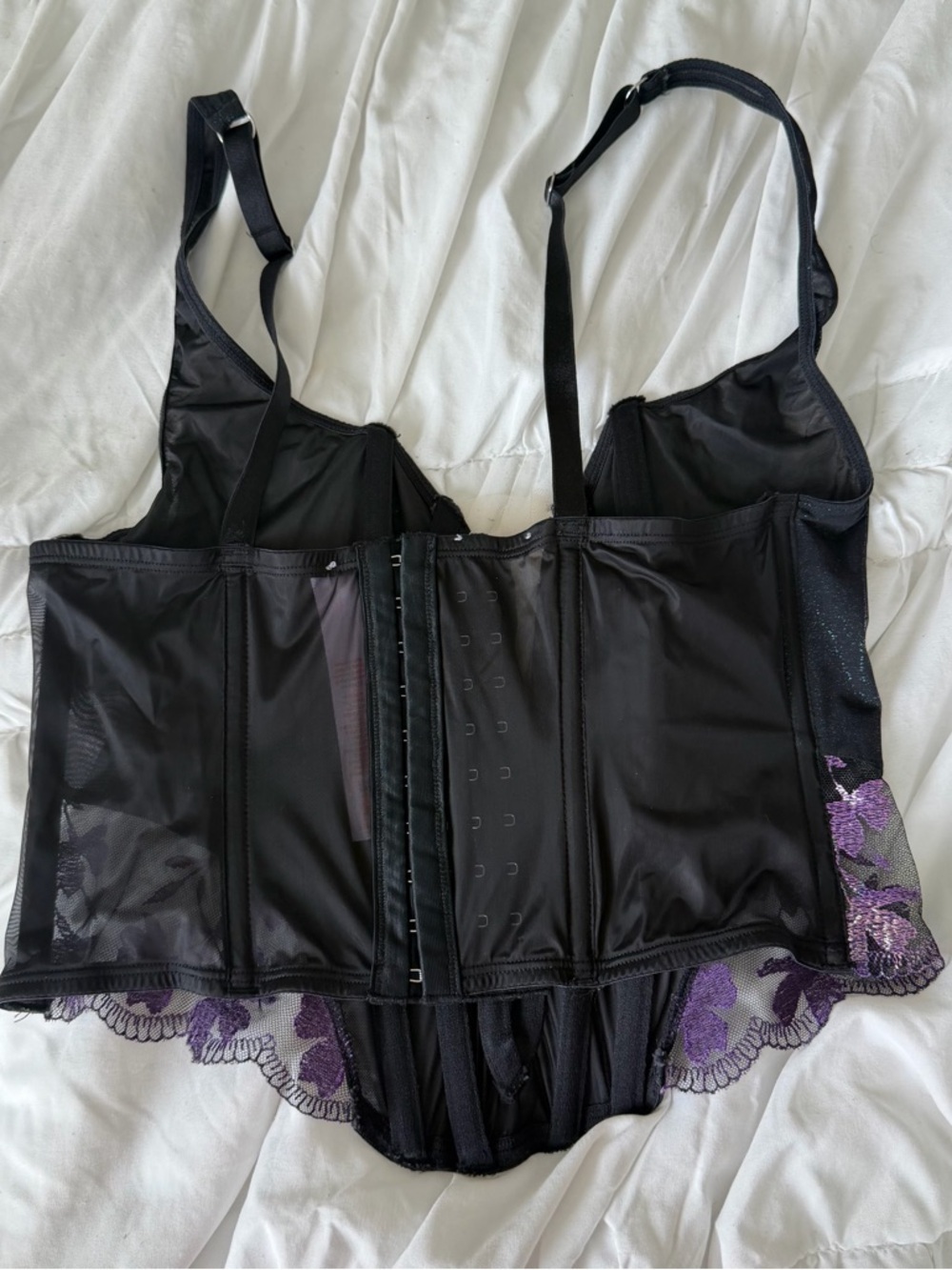 Savage X Fenty Black and Purple V-Plunge Longline Bandeau - Picture 3 of 4